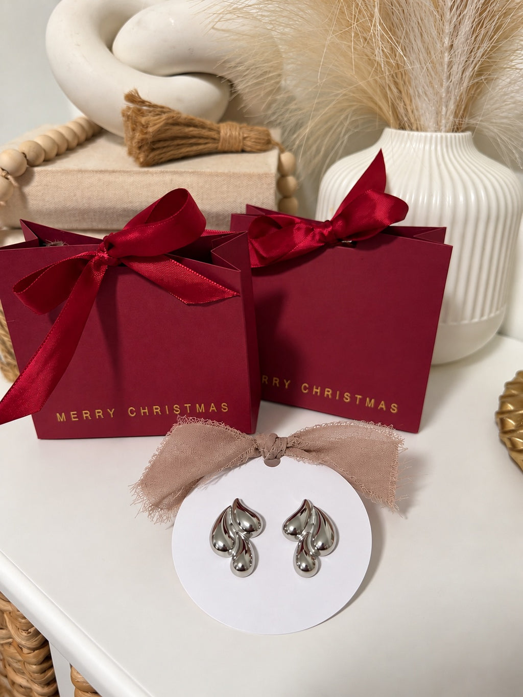 Pantallas lágrima plata con bolsita de regalo